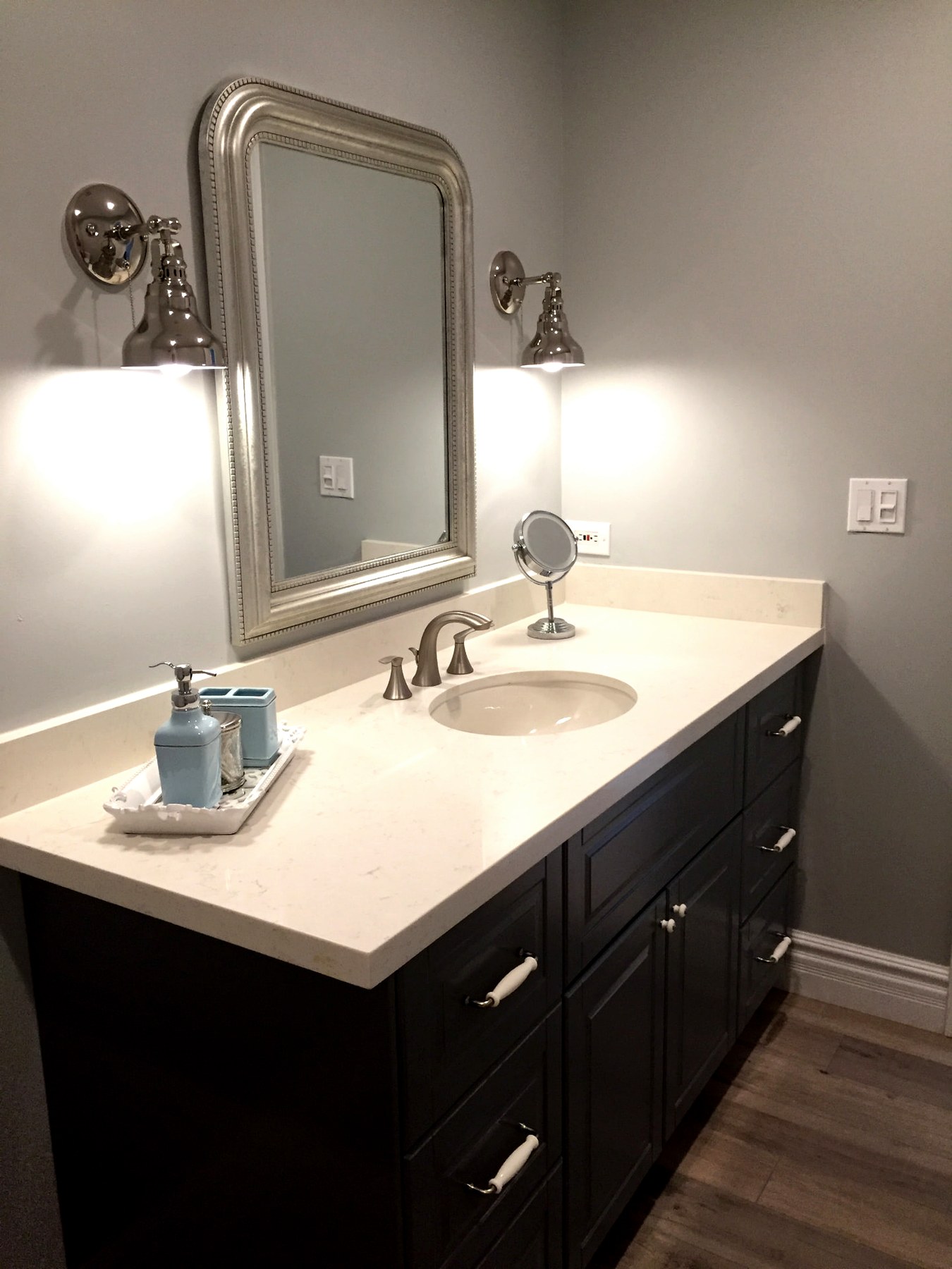 North Scottsdale remodeled bathroom vanity with stone countertop