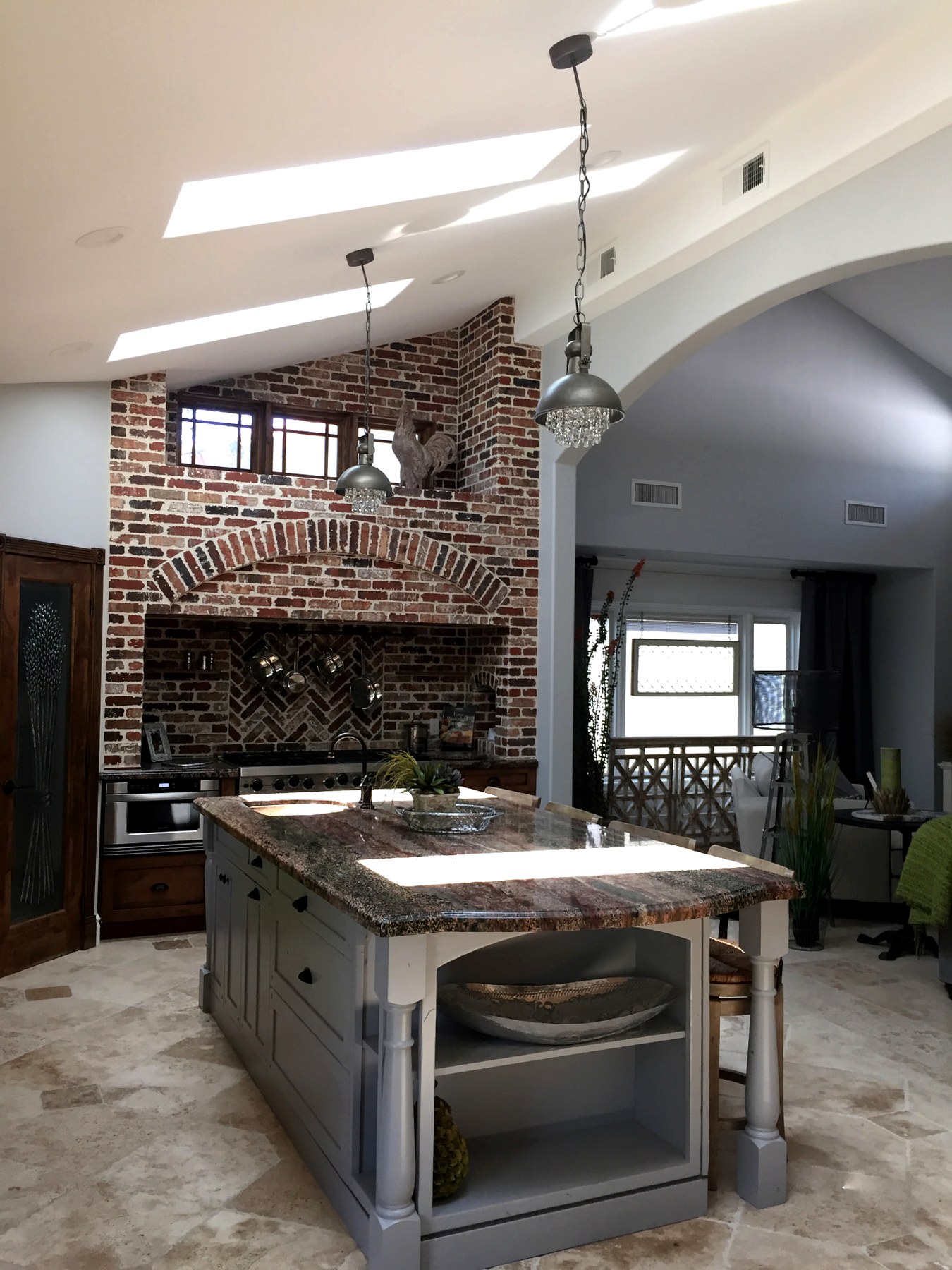North Scottsdale kitchen with brick range surround and large island